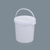 15lt White Bucket (Plastic Handle) (385) with White Lid